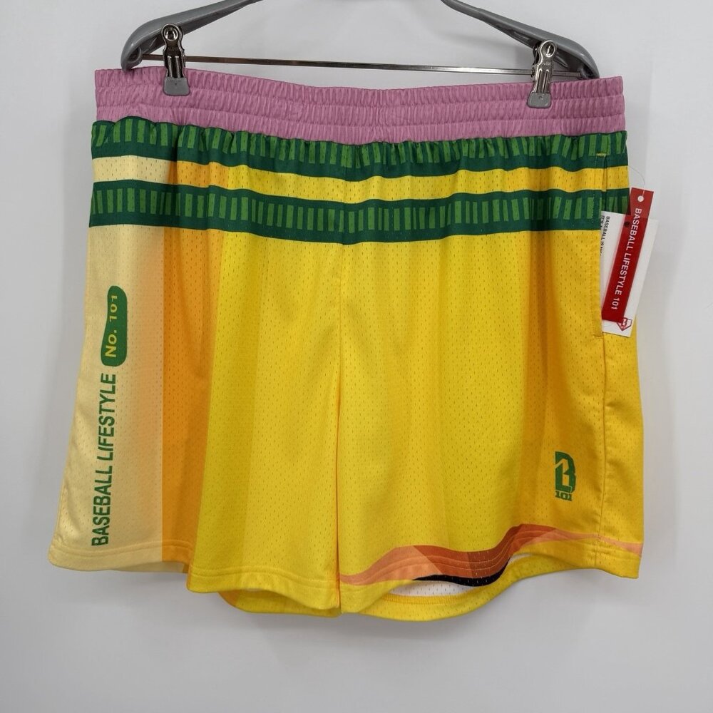 Baseball Lifestyle 101 Mesh Athletic Shorts Size XL Men’s Yellow Pencil
